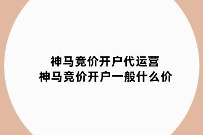 神马竞价开户代运营 神马竞价开户一般什么价